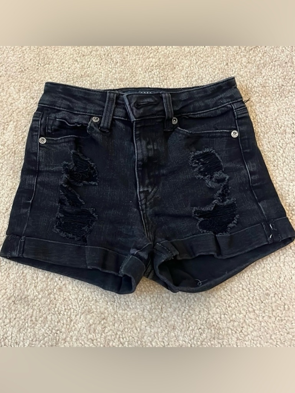 Aeropostale High Rise Midi Black Jean Shorts - size 00